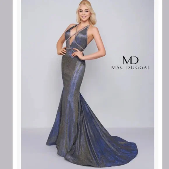 Mac Duggal mermaid gown ball gown prom homecoming formal maxi 4 iridescent - Picture 1 of 14